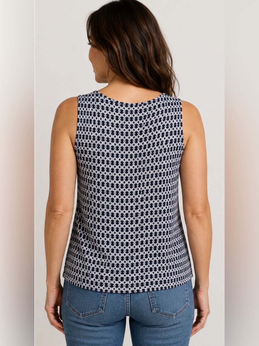 Croft & Barrow blue & white sleeveless blouse Petite large - Picture 2 of 7